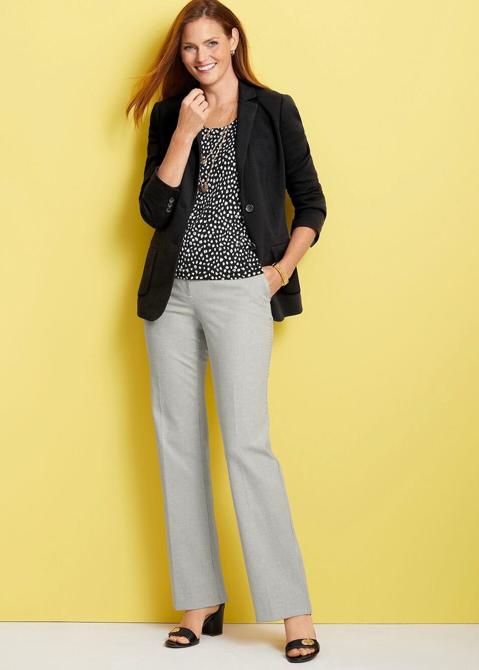 Talbots Womens 12 Newport Dress Pants Light Gray Workwear Casual Trousers